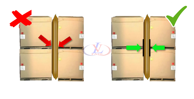 Chèn carton vào giữa túi khí và kiện hàng